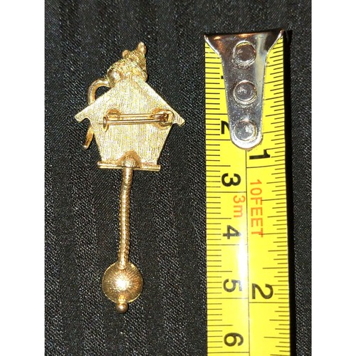 Orologio a cucù con topo e pendolo spilla da bavero - Foto 3 di 3