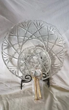 Mikasa Roxborough Clear Glass 2 Tier Tidbit Serving Tray  Gold trim Handle New