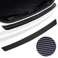 Rear Bumper Guard Protector - Carbon Fiber Texture Leather Anti-Scratch Strip...