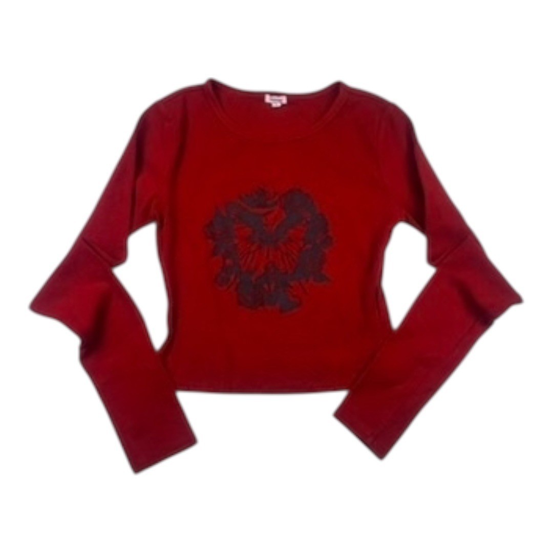 Garage Cropped Long Sleeve Top Red Graphic Size P/S