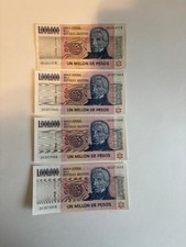 Argentina 1 Million Pesos Notes- 1981 Series, 3 Uncirculated.