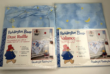 1997 Paddington Bear Valance  Crib Dust Ruffle Goodnight Paddington Set NEW