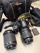 Nikon D3100 14.2MP Digital SLR Camera W/ Nikkor 18-55mm/55-200mm Lens bag 