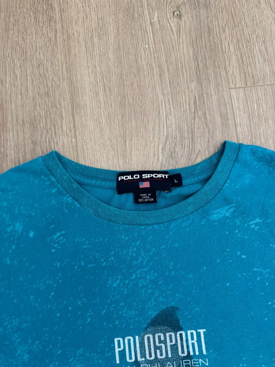 vintage 90s Polo Sport Ralph Lauren Shark Tee All Over Print AOP