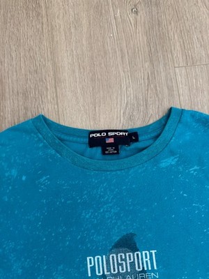 vintage 90s Polo Sport Ralph Lauren Shark Tee All Over Print AOP