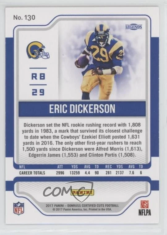 2017 Certified Cuts Legend Silver /99 Eric Dickerson #130 HOF - Image 2 of 2