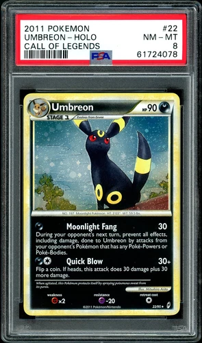 2011 POKEMON CALL OF LEGENDS UMBREON #22 HOLO PSA 8 NM