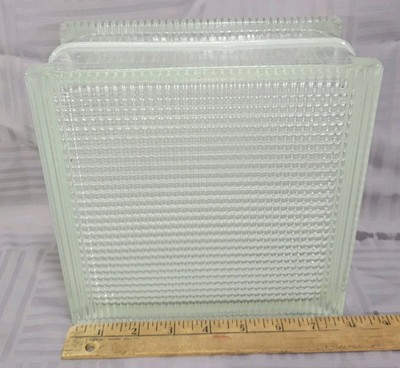 Vintage Glass 8'' Block - UNUSED CONDITION  - Circa 1940's - RARE GRID DESIGN