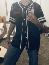 Official Def Leppard Baseball Jersey Retro Men  s Black Button Up Shirt