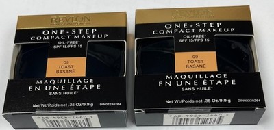 2 Compacts Revlon New Complexion one step  make up Oil Free .35 oz TOAST pl read
