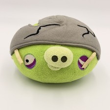 Angry Birds Corporal Pig Cracked Helmet Plush 5 Inch Green Bad Piggies No Sound