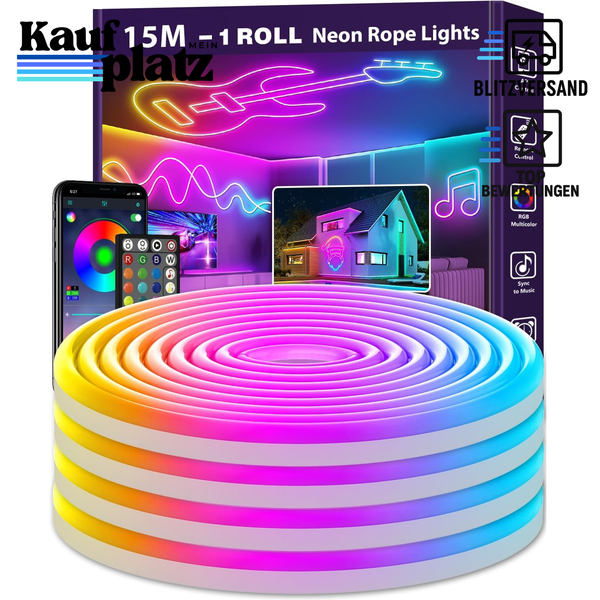 LED Streifen 15M Neon Wasserdicht Flexibel App/Remote Steuerung Musik-Sync-image