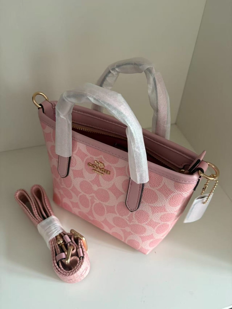 COACH City Mini Tote Bag Signature Canvas CW032 Powder Pink Outlet