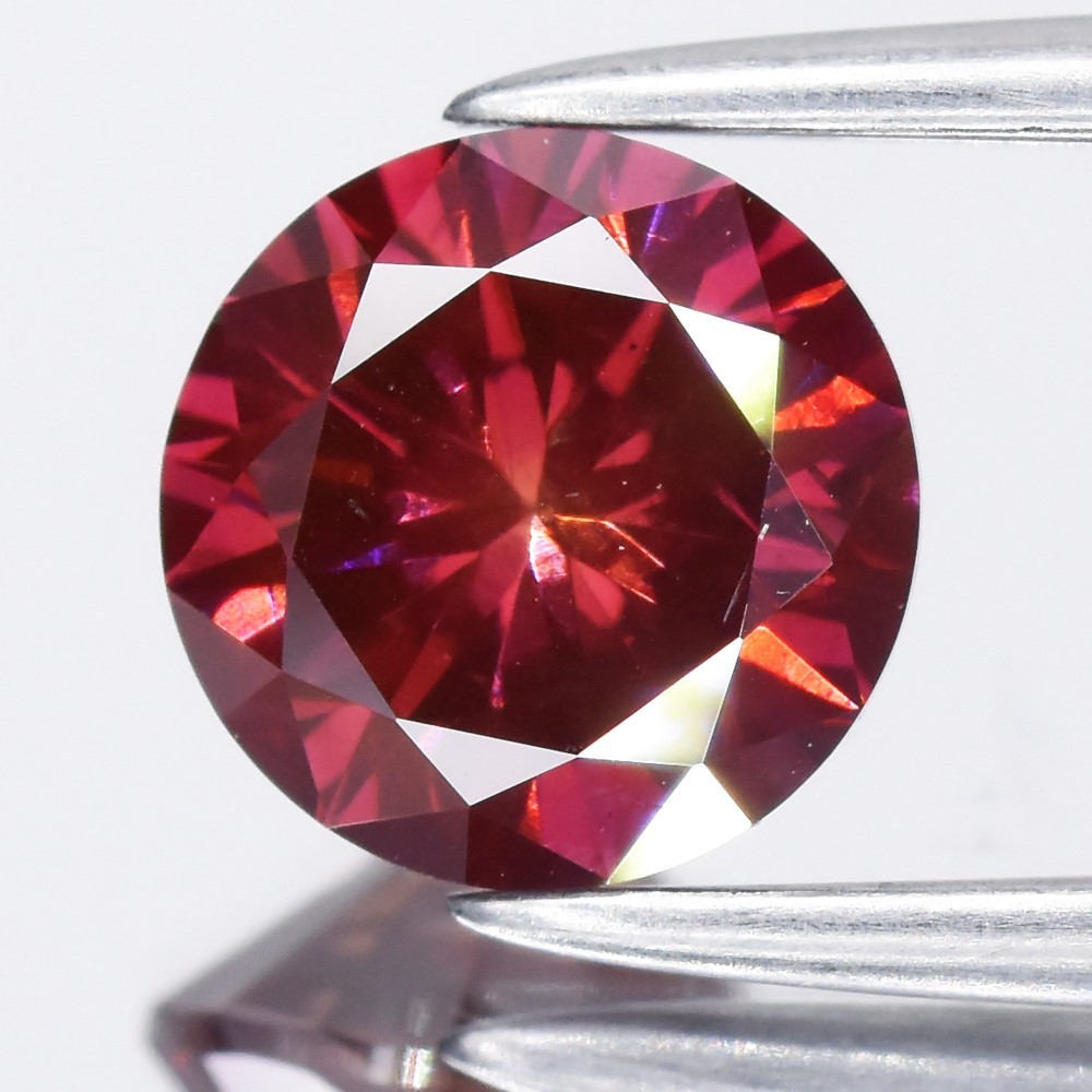 💎 0.92ct Round Brilliant Natural Treated Fancy Deep Pink Diamond SI1 Africa