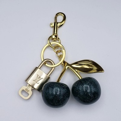 Authentic Louis Vuitton Lock & Key w/ Unbranded Green Cherry Bagcharm, Keychain