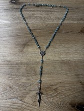 Vintage Rosary - Blue Glass Beaded - Crucifix Made In Italy