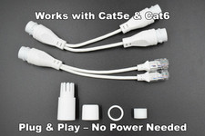RJ45 Ethernet Splitter Cat5e/Cat6 PoE 2 Devices Over 1 Cable Adapter
