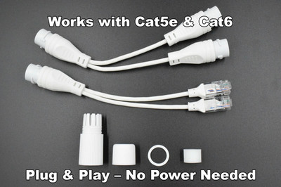 RJ45 Ethernet Splitter Cat5e/Cat6 PoE 2 Devices Over 1 Cable Adapter