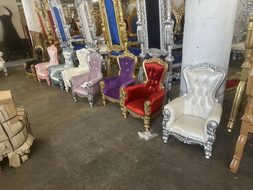 Mini Silla Trono Infantil 36" Alto Estilo Lujo Fiesta Trono - Rosa Caliente/Dorado Foto 2 de 2