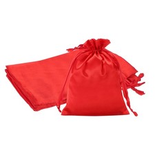 3Pcs 6 x 8 Inch Satin Bags with Drawstring Drawstring Gift Bags Red