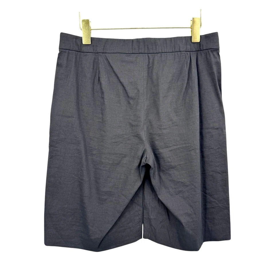 Pantalones Cortos Bermudas Theory 8 Nuevos con Etiquetas Thanella Crunch Negro Mezcla de Lino $190 Foto 2 de 4