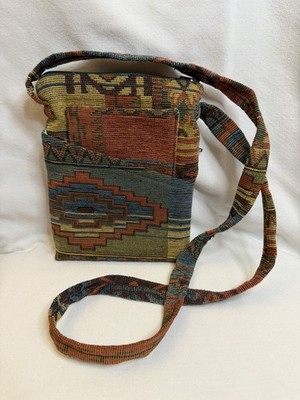 Lindsay's Handbags Woven Tapestry Crossbody Bag Southwestern Boho Purse EUC
