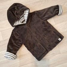 Baby Boys Age 3-6 Months M&S Brown Velour Hooded Jacket