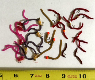 24 Squirmy Wormy & San Juan Worm Flies Fly Fishing NR