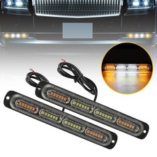 Pair 24led Strobe Light Bar Amberwhite Warning Hazard Flash Beacon Bright Lamp