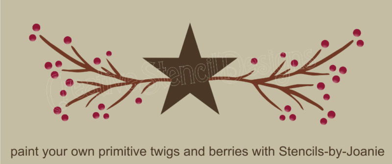 Stencil Joanie Country Primitiv Twig Vine Pip Berry Star Garland Border DIY Sign | eBay