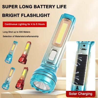 Solar Flashlight Small LED Torch Light Mini Super Bright Hot Penlight K5 X2 B6O4