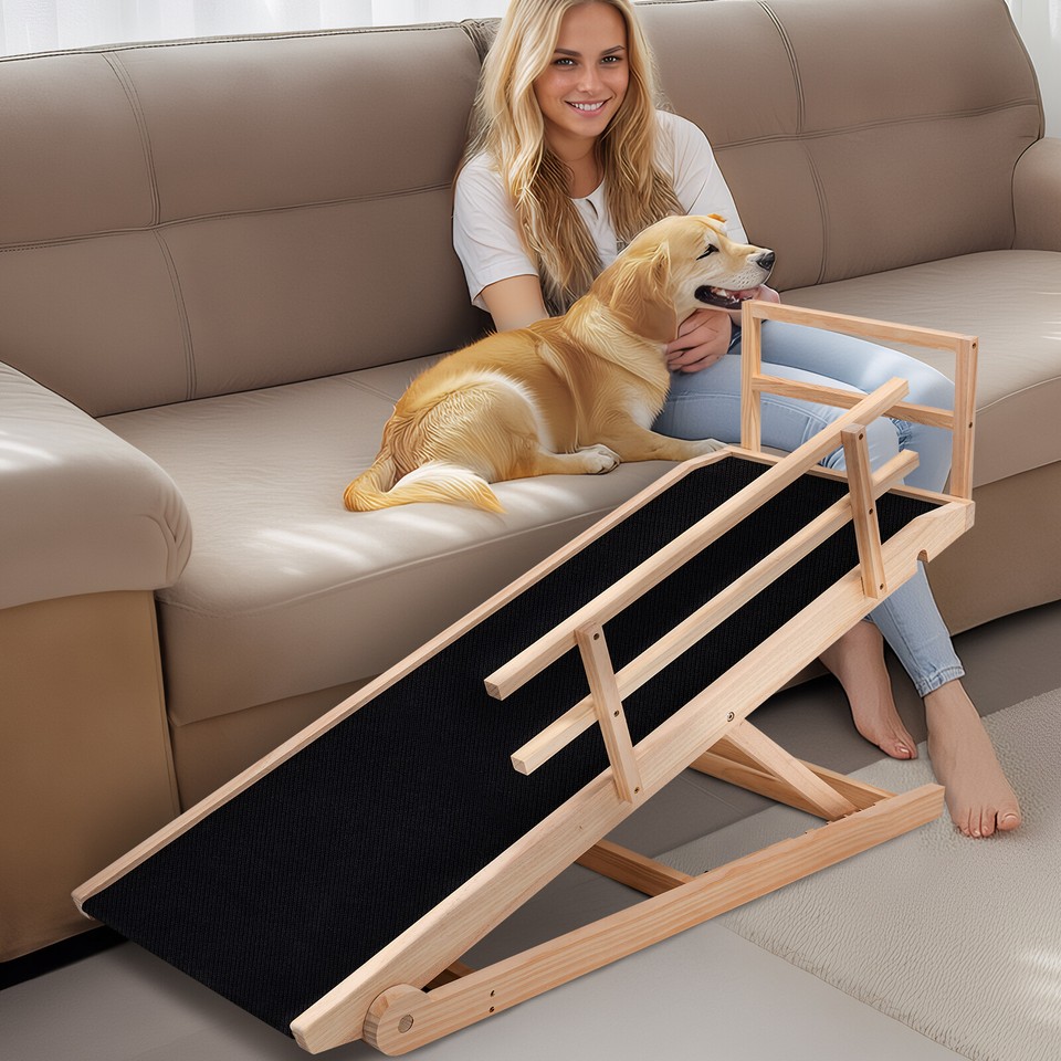 Pet Ramp With Rails SLSY Dog Ramp for Bed, Adjustable Pet Ramp for Dogs Folding Ramp With ...