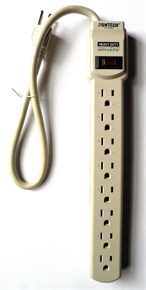 8 Outlet Surge Protection POWER STRIP On/Off Switch Safety Circuit Breaker 1875W - Image 4 of 4