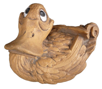 Alpha Rez Co Duck Figurine Carved Resin Cartoon 1983 Big Eyes Signed EUC VINTAGE