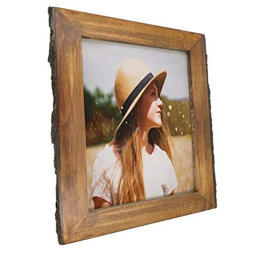 8x10 Picture Frames with Bark Edges, Rustic Wood Photo Frame for 8x10 inch-image