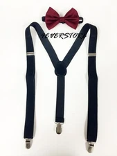 Black Suspender Burgendy Bow Tie Style for Mens and Women Combo Suspender 