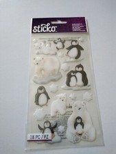 Crafts Stickers Sticko Puffy Penguins Polar Bears Playing Snowflakes Snow