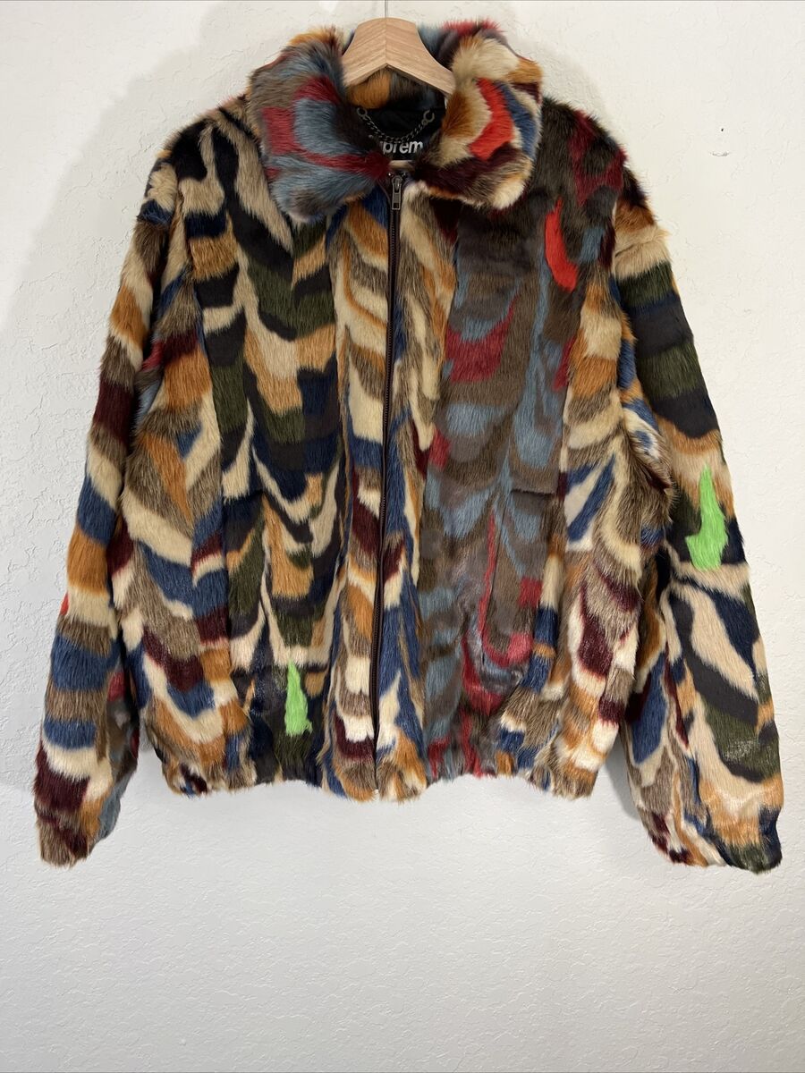 supreme jacket XL Brand New Faux Fur Bomber Multicolor supreme jacket XL Brand New Faux Fur Bomber Multicolor