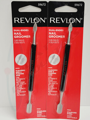 2pk Revlon Dual Ended Stainless Steel Nail Groomer Cuticle Pusher, Nail Cleaner