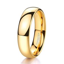6mm Tungsten Mens Ring Polished Dome Wedding Promise Ring Comfort Fit