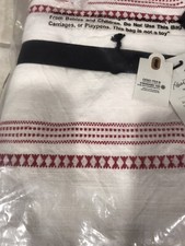 Hearth Hand Magnolia IVORY RED EMBROIDERED STRIPE CHRISTMAS TREE SKIRT 52" NEW