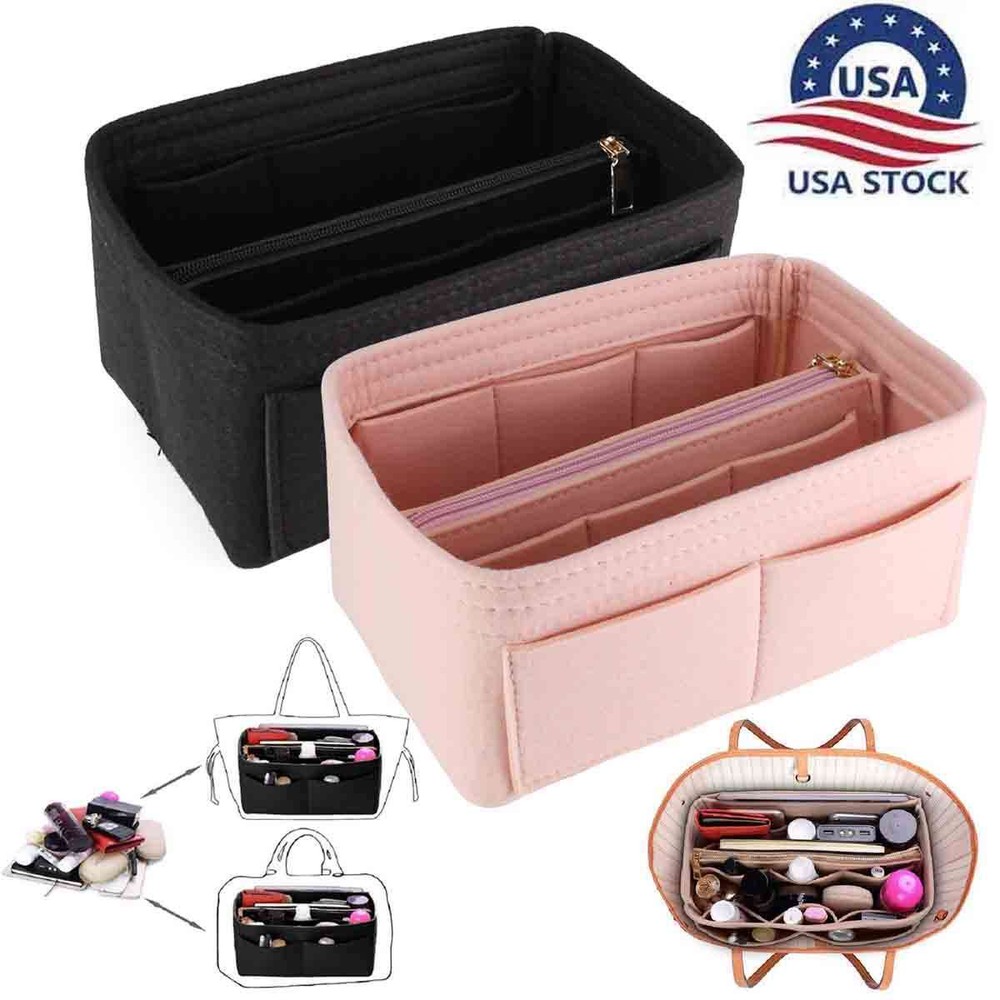 Multi Pocket Felt Handbag Organizer Insert Tote Shaper Liner Storage Bag