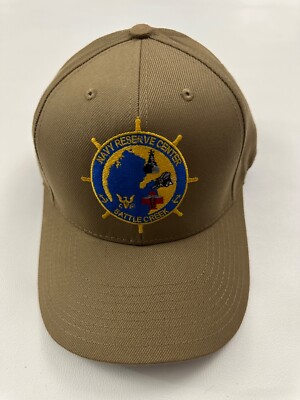 The Corps Navy Reserve Center Battle Creek Logo Beige Baseball Cap Hat One Size