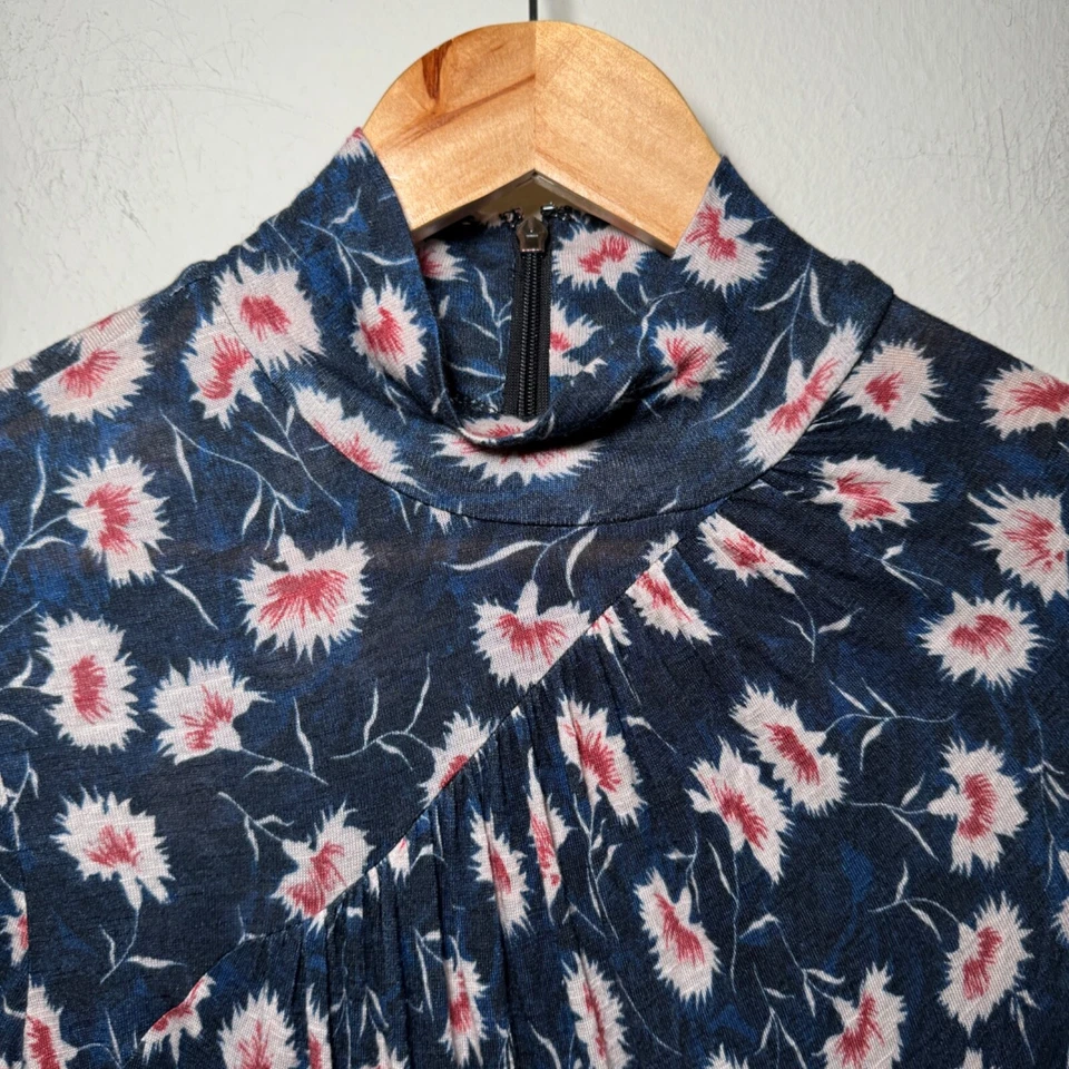 Платье женское Rebecca Taylor XS черное синее с цветочным принтом водолазка с длинным рукавом - Изображение 4 из 4