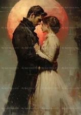 WITCHY VAMPIRE ART PRINT, Gothic Poster Decor, Horror Romance Victorian Fantasy