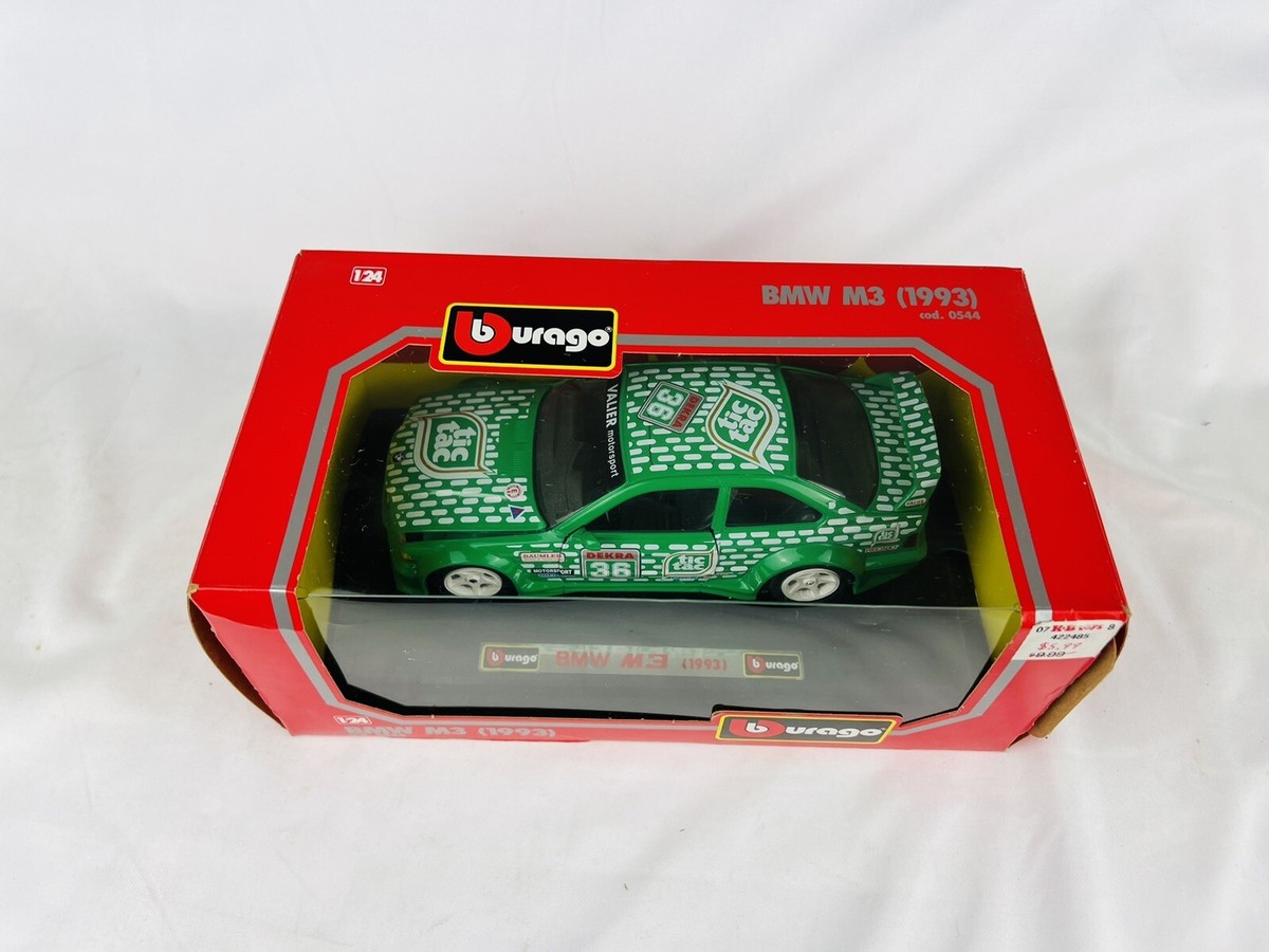 Burago 1:24 BMW M3 1993 Tic Tac Green Diecast 1993 Car -DAMAGED