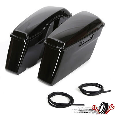 Vivid Black Hard Saddle Bags Saddlebags For Harley Touring Road