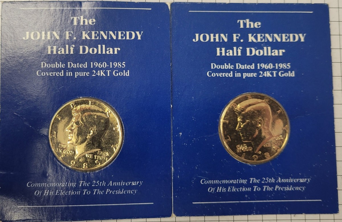 2) 1985 JFK Half Dollars. Double Date Covered In 24k Gold. | eBay