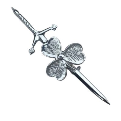 Scottish kilt Pin Irish Shamrook Chrome Finish/Highland kilt pin/kilt