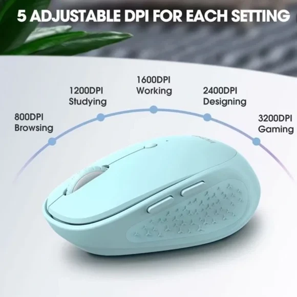 Victsing Mini Wireless Mouse Model PC254A laptop 2.4GHz 6 buttons Mint Green - Image 3 of 4